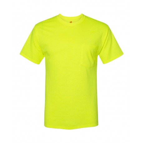 W110 Hanes W110 Workwear Pocket T-Shirt SAFETY GREEN
