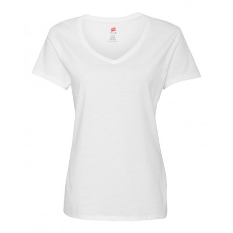 S04V Hanes S04V Perfect-T Women's V-Neck T-Shirt WHITE