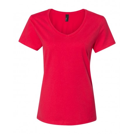 S04V Hanes S04V Perfect-T Women's V-Neck T-Shirt Athletic Red