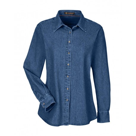 M550W Harriton M550W Women's Long Sleeve Denim Shirt DARK DENIM