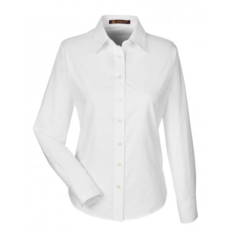 M600W Harriton M600W Women's Long Sleeve Oxford Dress Shirt WHITE