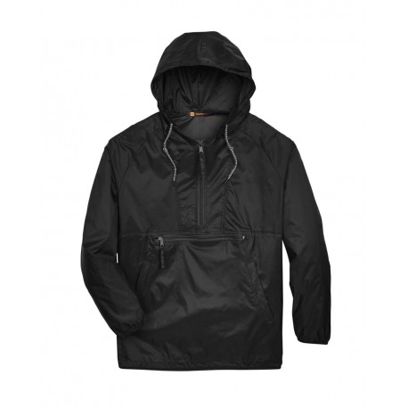 M750 Harriton M750 Packable Hooded Nylon Jacket BLACK
