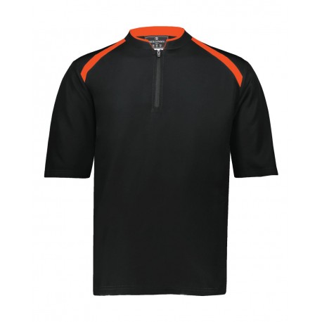229581 Holloway 229581 Clubhouse Short Sleeve Quarter-Zip Pullover BLACK/ ORANGE