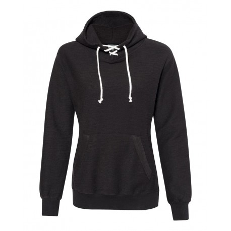 8694 J. America 8694 Women's French Terry Sport Lace Scuba Hooded Pullover BLACK