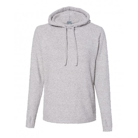 8680 J. America 8680 Women's Teddy Fleece Hooded Pullover SMOKE HEATHER