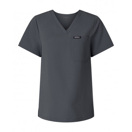 W10001 Jaanuu W10001 Women's Rhena Essential 1-Pocket Scrub V-Neck Top Carbon Grey