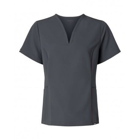 W10003 Jaanuu W10003 Women's Calix Fit & Flare Scrub V-Neck Top Carbon Grey