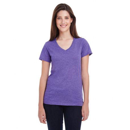 392A Anvil 392A Ladies' Featherweight V-Neck T-Shirt HEATHER PURPLE
