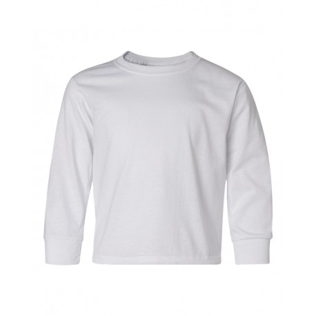 29BLR JERZEES 29BLR Dri-Power Youth Long Sleeve 50/50 T-Shirt WHITE