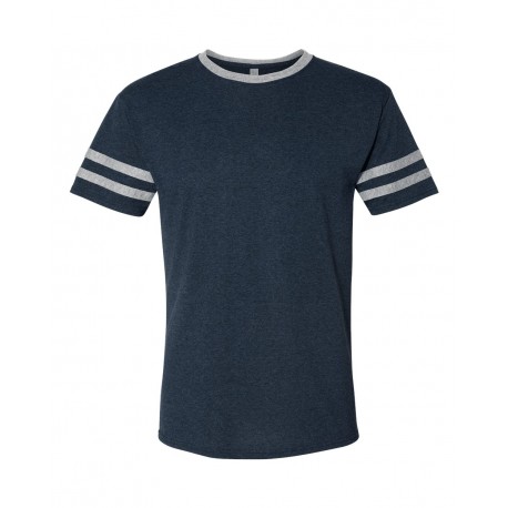 602MR JERZEES 602MR Triblend Varsity Ringer T-Shirt Indigo Heather/ Oxford