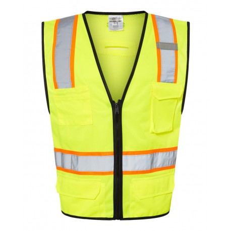 1580-1581 Kishigo 1580-1581 6 Pocket Contrast Class 2 Vest LIME