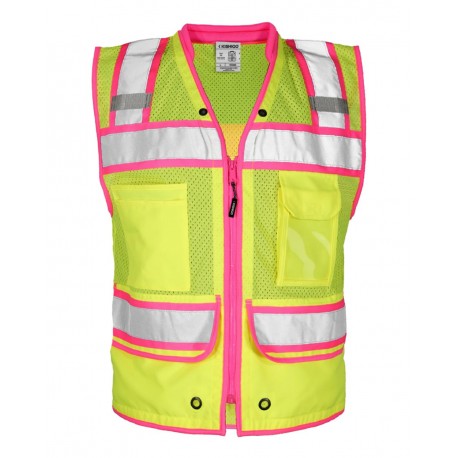 S5042-5046 Kishigo S5042-5046 Color Contrast High Performance Surveyors Vest Lime/ Pink - S5046