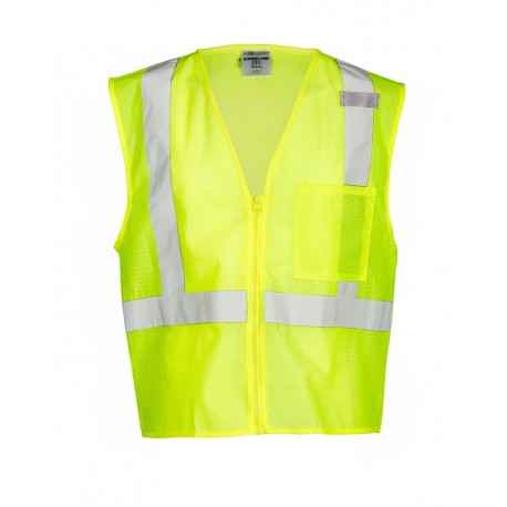 1089-1090 Kishigo 1089-1090 Single Pocket Zipper Mesh Vest LIME