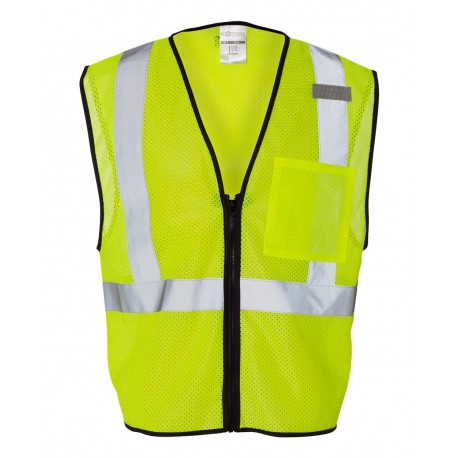 1519-1520 Kishigo 1519-1520 Single Pocket Zipper Mesh Class 2 Vest LIME