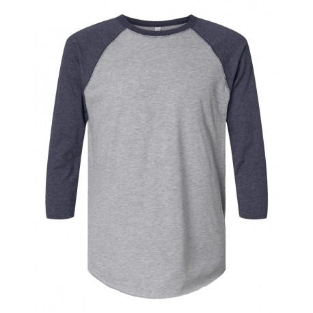 6930 LAT 6930 Baseball Fine Jersey Three-Quarter Sleeve Tee Vintage Heather/ Vintage Navy