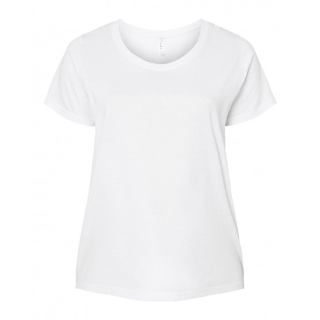 3816 LAT 3816 Curvy Collection Women's Fine Jersey Tee BLENDED WHITE