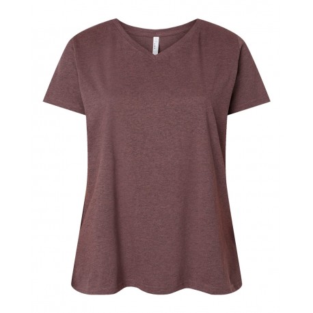 3817 LAT 3817 Curvy Collection Women's Fine Jersey V-Neck Tee SANGRIA BLACKOUT
