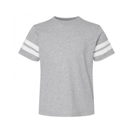 6137 LAT 6137 Youth Football Fine Jersey Tee Vintage Heather/ White