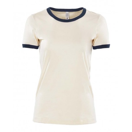 3904 Next Level Apparel 3904 Women's Ringer Tee Natural/ Midnight Navy