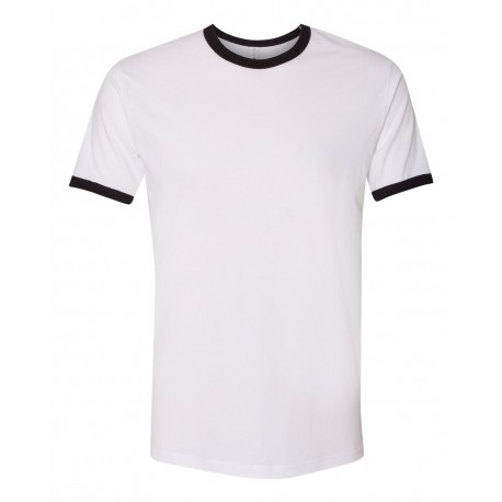 3604 Next Level Apparel 3604 Cotton Ringer T-Shirt WHITE/ BLACK