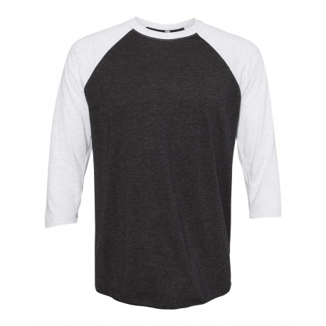 6051 Next Level Apparel 6051 Triblend Three-Quarter Raglan T-Shirt Heather White/ Vintage Black