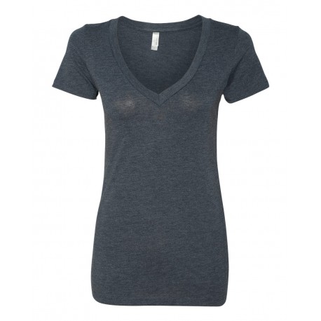 6740 Next Level Apparel 6740 Women's Triblend Deep V-Neck T-Shirt VINTAGE NAVY