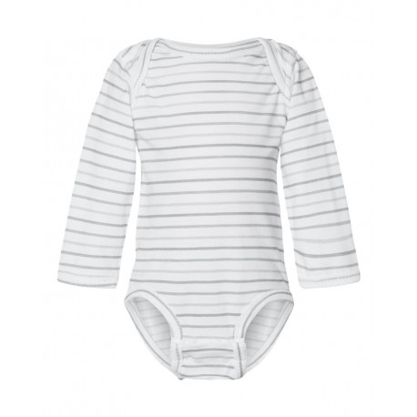 4421 Rabbit Skins 4421 Infant Fine Jersey Long Sleeve Bodysuit SHADOW STRIPE