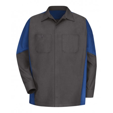 SY10 Red Kap SY10 Long Sleeve Automotive Crew Shirt Charcoal/ Royal