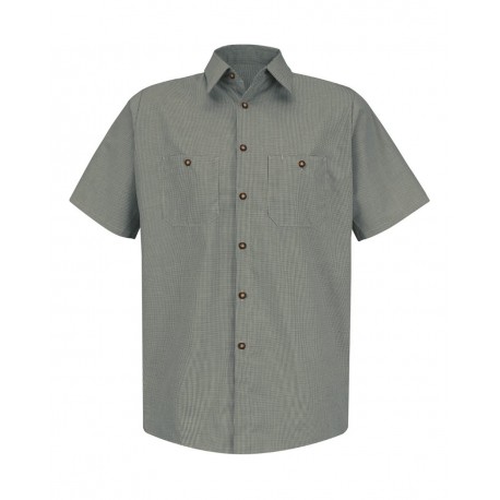 SP20 Red Kap SP20 Premium Short Sleeve Work Shirt HK-Hunter Green/ Khaki