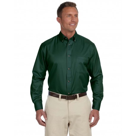 M500 Harriton M500 Men's Easy Blend Long-Sleeve Twill Shirt With Stain-Release HUNTER