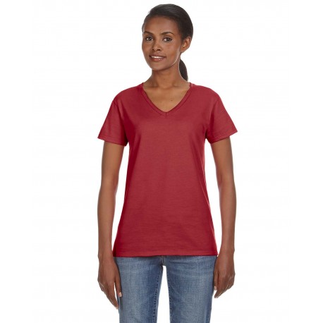88VL Anvil 88VL Ladies' Lightweight V-Neck T-Shirt INDEPENDENCE RED