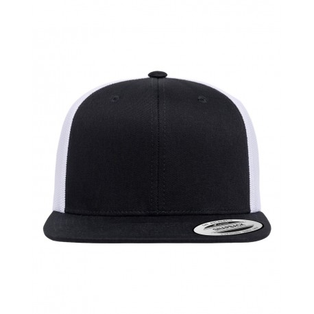 6609 YP Classics 6609 Retro High Profile Trucker Cap BLACK/ WHITE