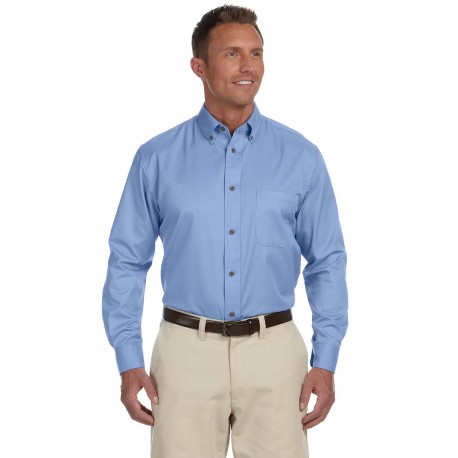 M500 Harriton M500 Men's Easy Blend Long-Sleeve Twill Shirt With Stain-Release LT COLLEGE BLUE