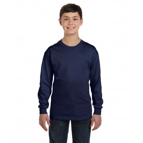 5546 Hanes 5546 Youth Authentic-T Long-Sleeve T-Shirt NAVY