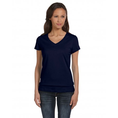 B6005 Bella + Canvas B6005 Ladies' Jersey Short-Sleeve V-Neck T-Shirt NAVY