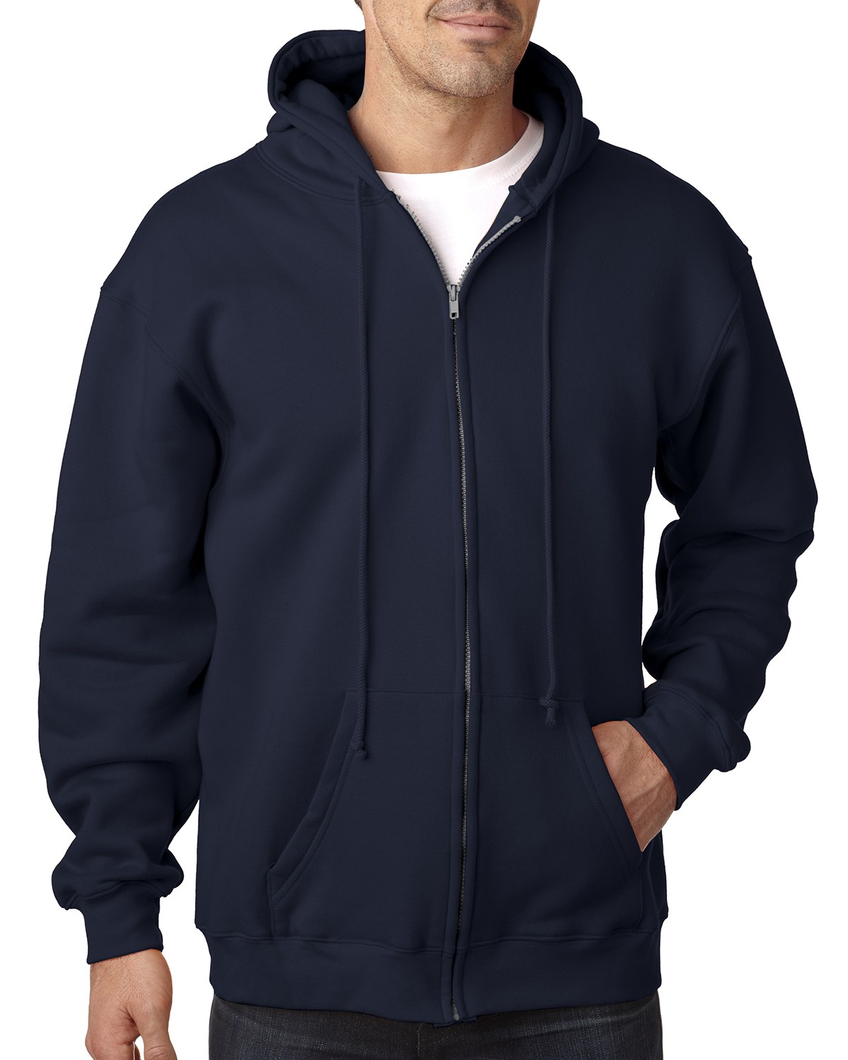 Bayside BA900 Adult 9.5Oz., 80% Cotton/20% Polyester Full-Zip Hooded ...