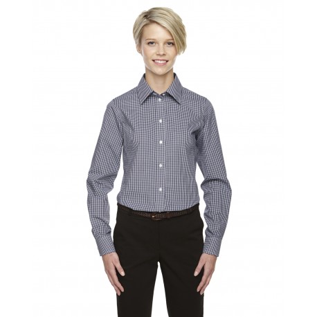 D640W Devon & Jones D640W Ladies' Crown Woven Collection Gingham Check NAVY