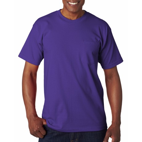 BA7100 Bayside BA7100 Adult 6.1 Oz., 100% Cotton Pocket T-Shirt PURPLE