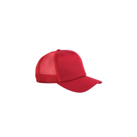 BX010 Big Accessories BX010 5-Panel Twill Trucker Cap RED