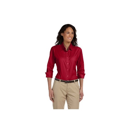 DP625W Devon & Jones DP625W Ladies' Perfect Fit 3/4-Sleeve Stretch Poplin Blouse RED