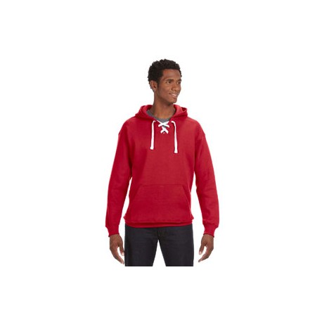 JA8830 J America JA8830 Adult Sport Lace Hooded Sweatshirt RED