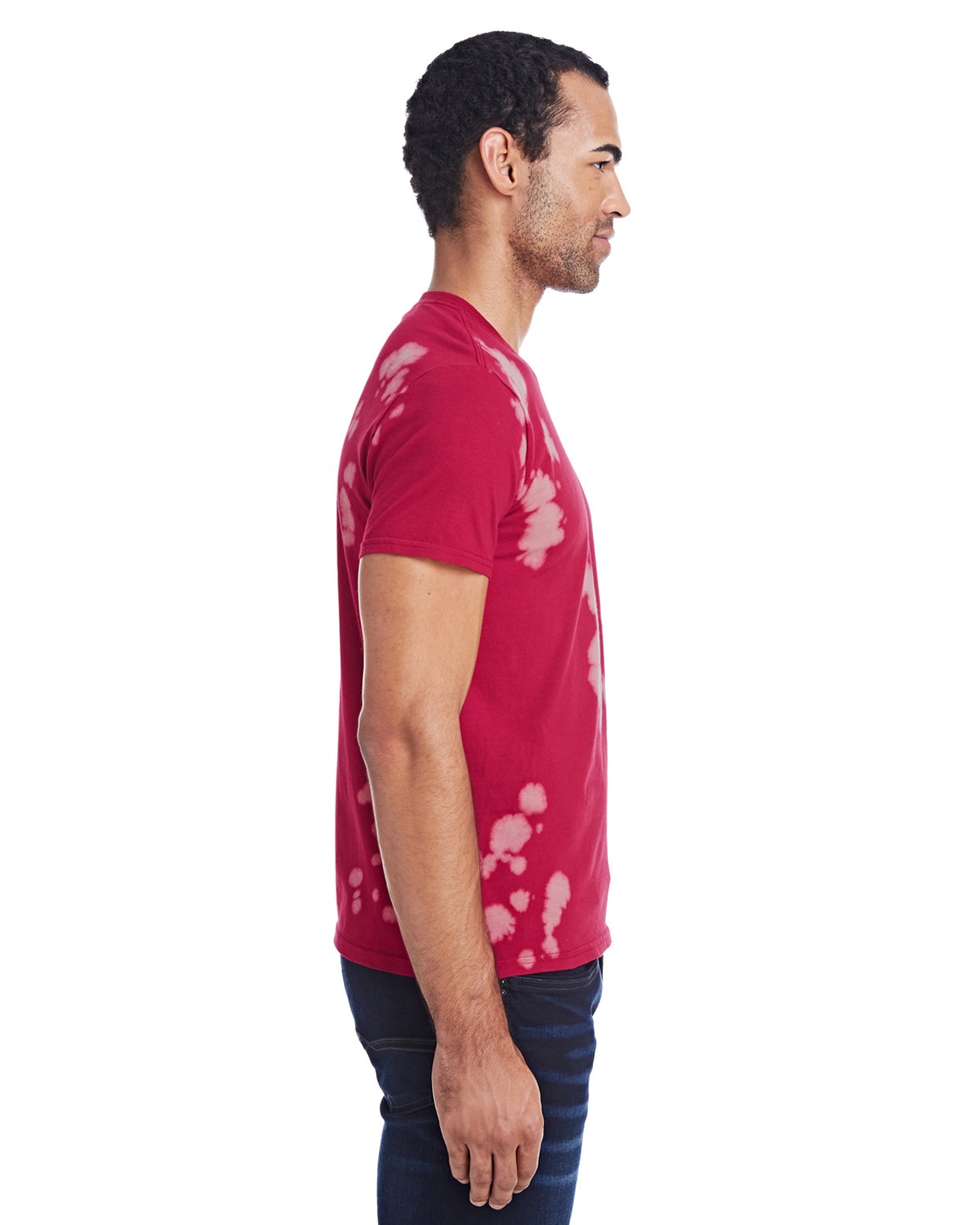 bleach tie dye on red shirt