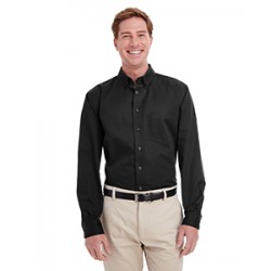 Harriton M581T Men's Tall Foundation 100% Cotton Long-Sleeve Twill Shirt With Teflon 