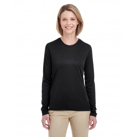 8622W UltraClub 8622W Ladies' Cool & Dry Performance Long-Sleeve Top BLACK