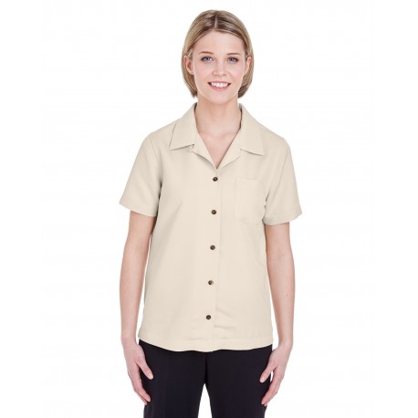 8981 UltraClub 8981 Ladies' Cabana Breeze Camp Shirt STONE