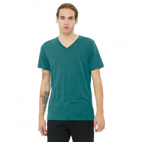 3415C Bella + Canvas 3415C Unisex Triblend V-Neck T-Shirt TEAL TRIBLEND