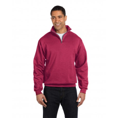 995M Jerzees 995M Adult Nublend Quarter-Zip Cadet Collar Sweatshirt VINTAGE HTHR RED