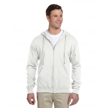 993 Jerzees 993 Adult Nublend Fleece Full-Zip Hooded Sweatshirt WHITE