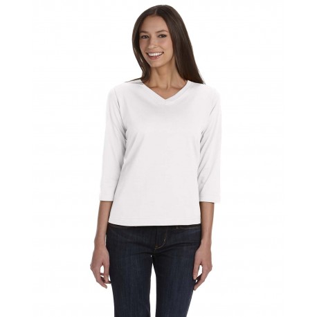 3577 LAT 3577 Ladies' Premium Jersey 3/4-Sleeve T-Shirt WHITE