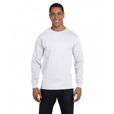 5186 Hanes 5186 Adult Long-Sleeve Beefy-T WHITE